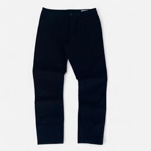 Black straight leg pants with a relaxed straight fit